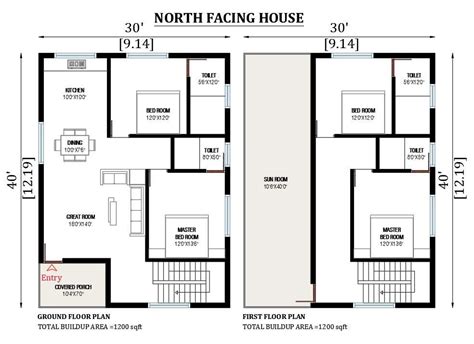 30x40 North Facing House Plan As Per Vastu Shastra Is Given In This