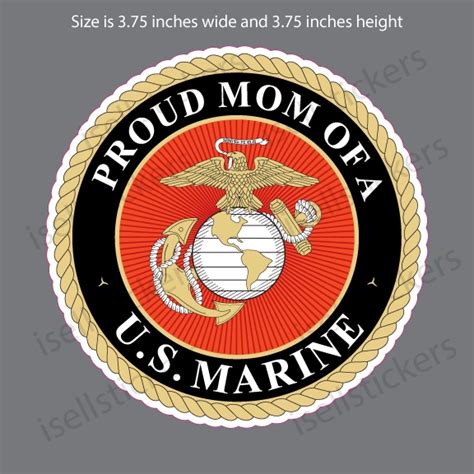 Proud Mom Of A Marine Corps Usmc Vinyl Bumper Sticker Window Decal I