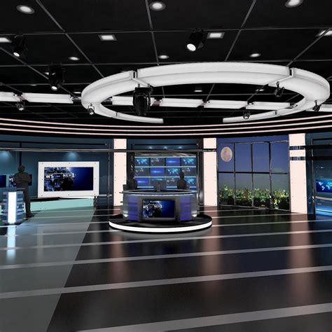 3d Model Tv Virtual Stage News Room Studio 027 Fbx Obj Max 3ds 3d