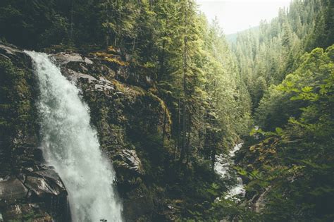 Evergreen Waterfall Canvas By Fursty Photo In Awn For Earth