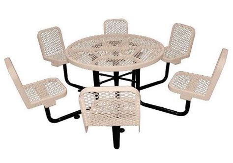 Grainger makes life a picnic with our line of picnic tables and outdoor furniture. 46-inch Expanded Metal Round Picnic Table with Chairs | Commercial Site Furnishings