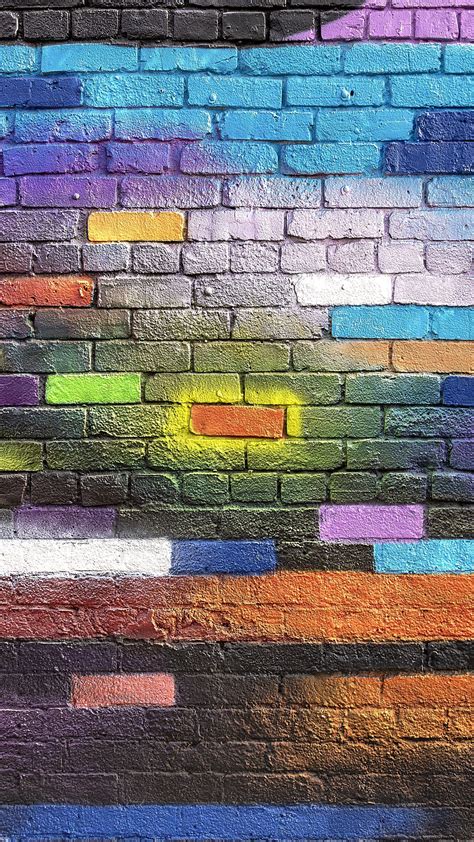 Download Wallpaper 1350x2400 Wall Brick Colorful Paint