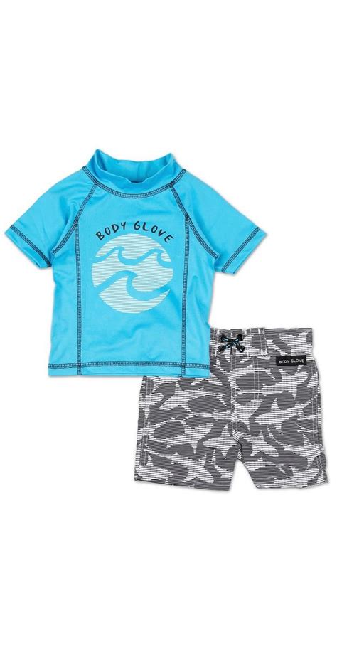 Toddler Boys 2 Pc Rash Guard And Swim Shorts Set Blue Burkes Outlet