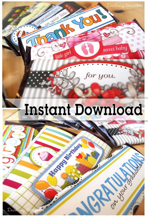 Wrap your chocolate bars with these fun holiday candy wrappers to make easy party favors! Set of 12 Gift Card and Candy Bar Wrapper by DarlingDoodle ...