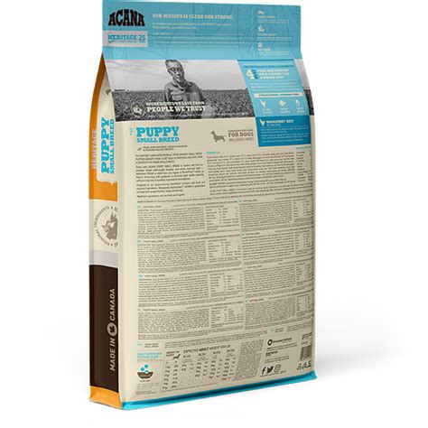 Their diet not only has to help build and maintain a pup's body as it grows, it also must provide the right amount of energy, all in a. ACANA Puppy Small Breed | Puppy Food For Small Dogs ...
