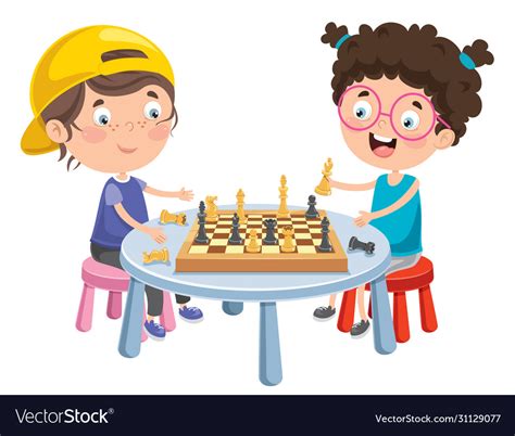 Cartoon Character Playing Chess Game Royalty Free Vector