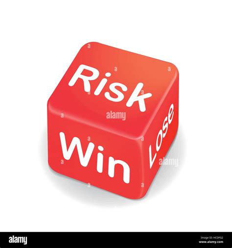 Risk Win And Lose Words On Red Dice Isolated On White Background Stock