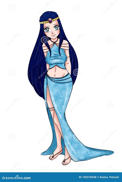 Anime Girl In Blue Colors Stock Illustration Illustration Of Rainbow