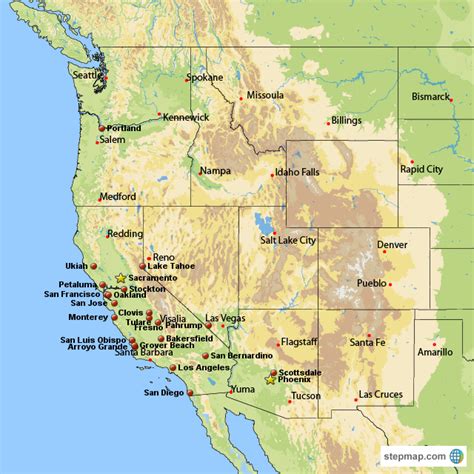 West Coast Usa Map With Cities Map
