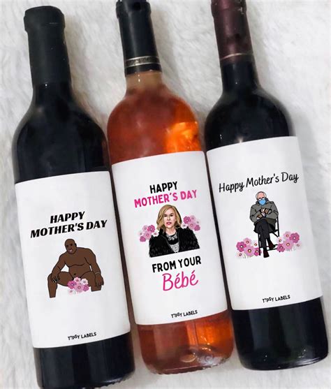 2021 Funny Mothers Day Wine Labels Includes 3 Mother S Etsy