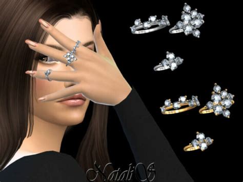 Diamond Cluster Rings By Natalis At Tsr Lana Cc Finds