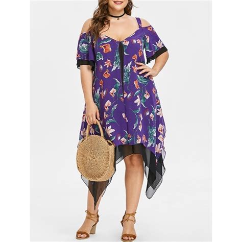 Rosegal For Curves Collection Dresses Plus Size Purple Cold