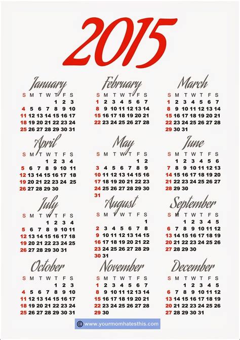 Free Printable Calendar Calendar 2015 Printable Calendar Design