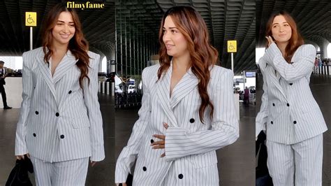 so super hottie🔥 tamannaah bhatia flaunts her huge hot figure in bold outfit snapped at airport