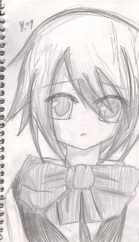 The cute face on this drawing is reminiscent of characters such as penny pencil from the popular shopkins toy line. Anime Girl Pencil Sketch by Dressagefreak on DeviantArt
