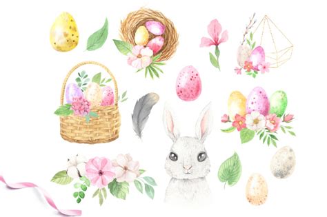 Watercolor Easter Spring Bunny Set By Larysa Zabrotskaya Thehungryjpeg