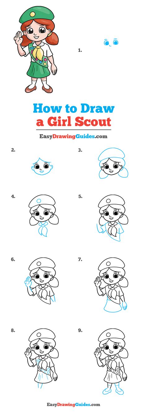 How To Draw A Girl Scout Really Easy Drawing Tutorial