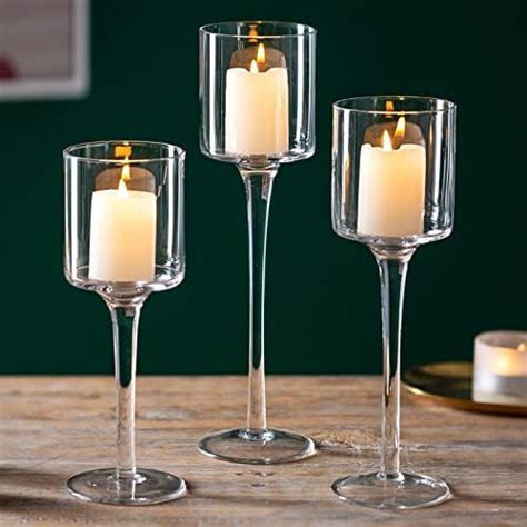 Set Of 3 Elegant Tea Light Glass Candle Holders Wedding Table Centrepiece Uk Home