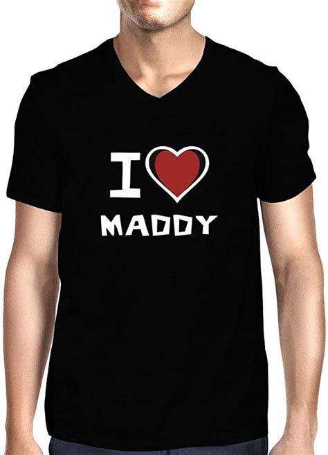 Idakoos I Love Maddy Bicolor Heart V Neck T Shirt Amazonde Bekleidung
