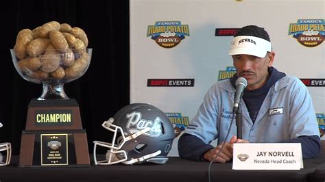 Nevada Footballs Jay Norvell Players Address The Media At Famous Idaho Potato Bowl