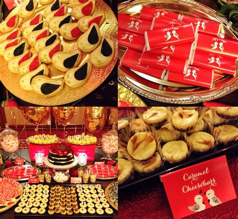 Red and Gold Wedding Theme Dessert Table