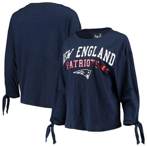 Womens New England Patriots Touch By Alyssa Milano Navy On The Fly Long Sleeve T Shirt Long