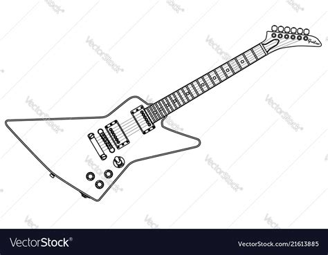 Modern Electric Guitar Outline Royalty Free Vector Image