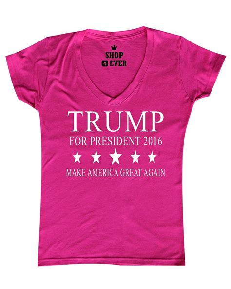 White Trump President 2016 Womens V Neck T Shirt Make America Great