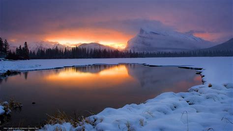 Download Wallpaper Sunrise Vermilion Lakes Banff National Park Sunset