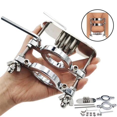 Metal Spike Penis Ring Clamp Male Chastity Training Device Crusher