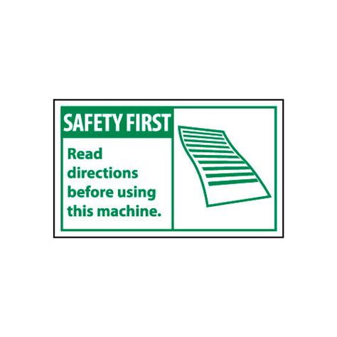 Graphic Machine Labels Safety First Read Directions Before Using This