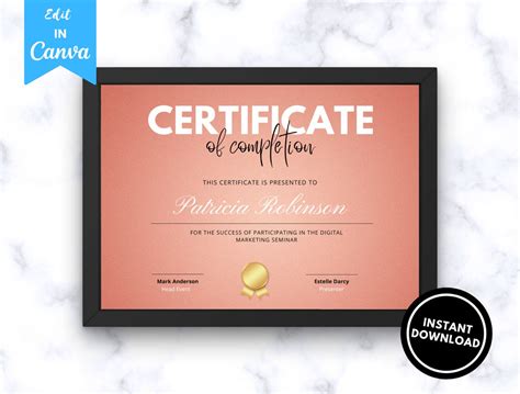 Editable Certificate Of Completion Training Certificate Template