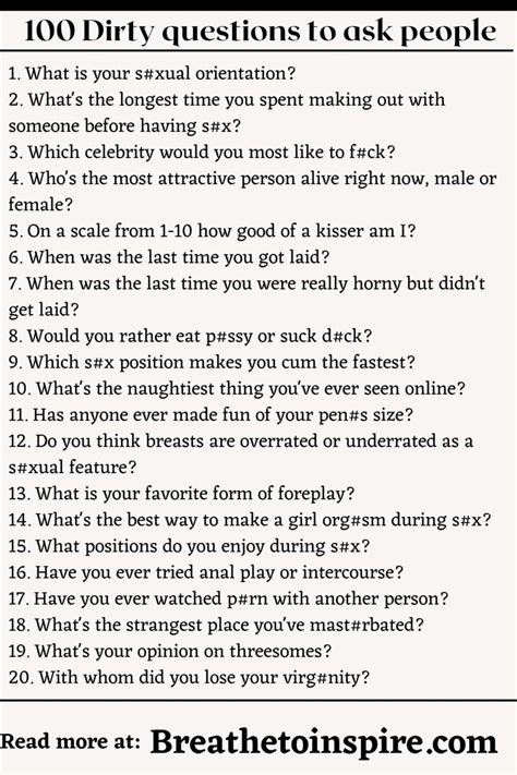 100 Dirty Questions To Ask People Juicy Sexual Kinky Flirty Spicy