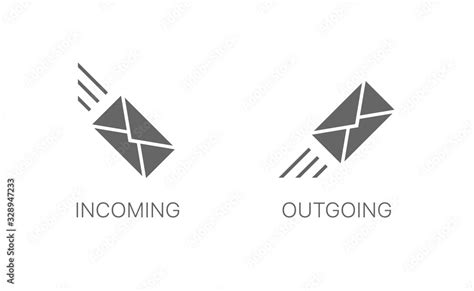 Incoming And Outgoing Message Icons E Mail Signs Envelope Stock
