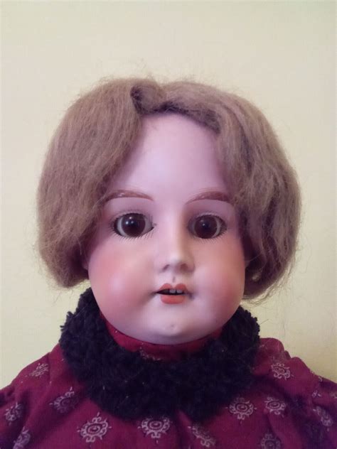 Antique Circa 1894 German Bisque Shoulder Head Mabel Doll Kid Leather