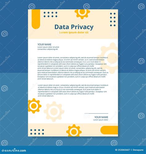 Data Privacy Letterhead Template Flat Cartoon Background Vector