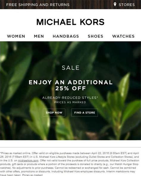 Extra 25% off sale items at Michael Kors, ditto online | Michael kors