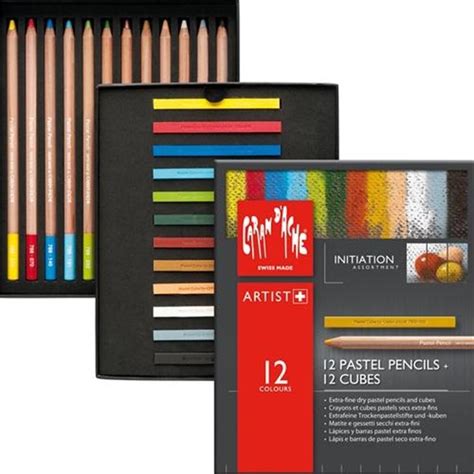 Caran Dache Initiation Set 12 Pastel Pencils And 12 Pastel Cubes