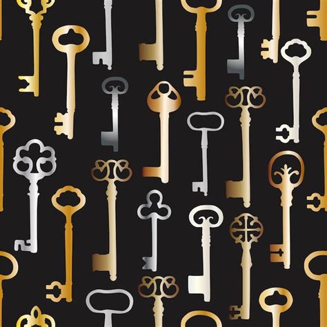 Premium Vector Vintage Seamless Pattern With Different Antique Keys