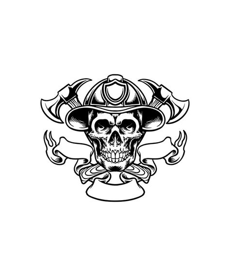 firefighter skull with crossed axes and helmet digital art by norman w
