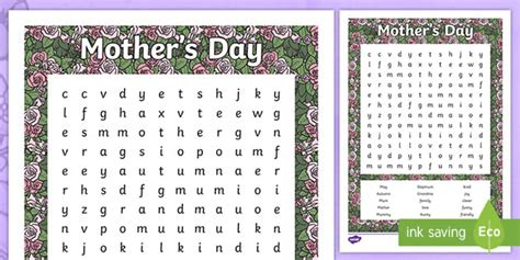Mothers Day Word Search Twinkl Teacher Made