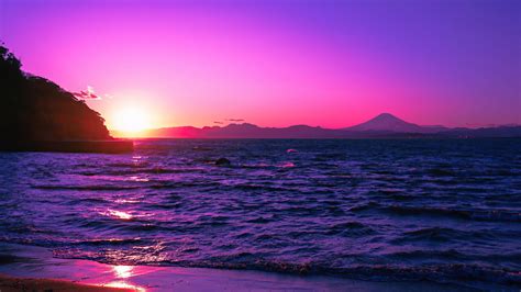 Beautiful Evening Purple Sunset 4k