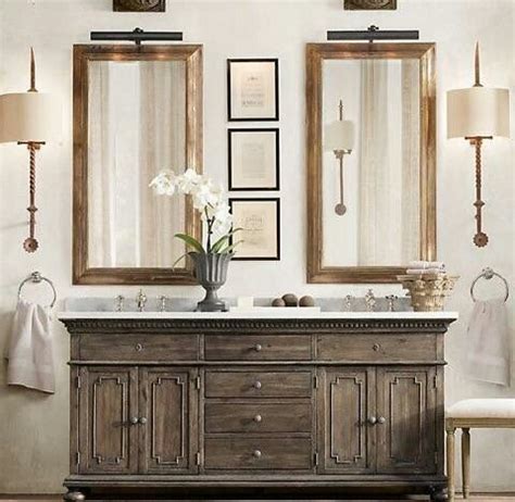 Restoration hardware maison double vanity with drawers in a bathroom displaying a custom design boasting gorgeous upgrades and fine materials such restoration hardware maison single vanity is topped with a white quartz countertop holding an oil rubbed bronze gooseneck faucet kit beneath an. Pin by Lizanne Howie on Bathroom beauties | Restoration ...