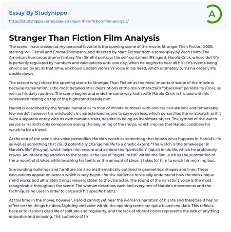 Stranger Than Fiction Film Analysis Essay Example