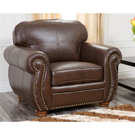 Kick back and relax with the lumisource izzy industrial faux leather lounge chair and ottoman set. Abbyson Pearla Leather Armchair and Ottoman in Dark Brown ...
