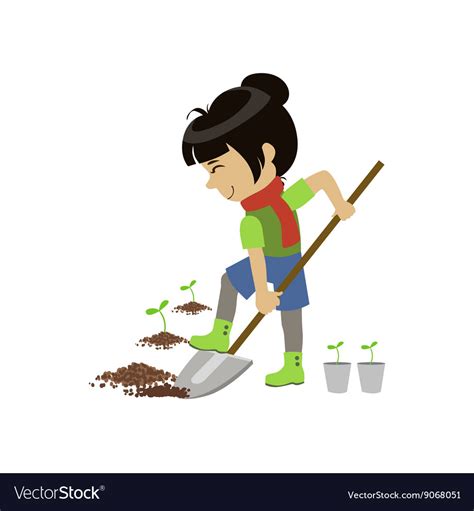 Girl Digging The Ground Royalty Free Vector Image