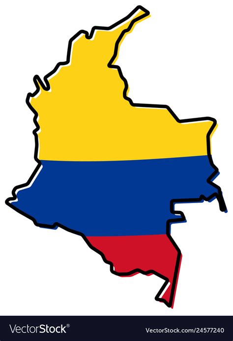 Simplified Map Of Colombia Outline With Slightly Vector Image