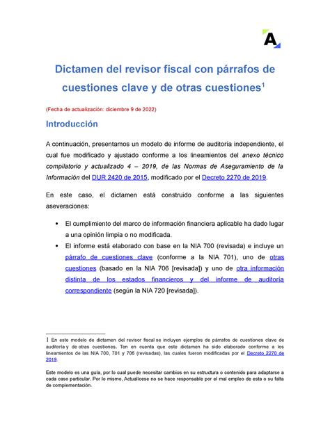 8 Dictamen Con Párrafos De Cuestiones Clave Y Otras Cuestiones