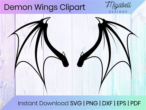 Vampire Wings Demon Wing Succubus Wings Bat Wings Svg Png Eps Dxf