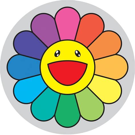 With 12 rounded petals and smiling faces, takashi murakami's flowers are celebrated for their display of joy and innocence. Takashi Murakami | Rainbow Flower - 4 O'Clock (2007) | Artsy